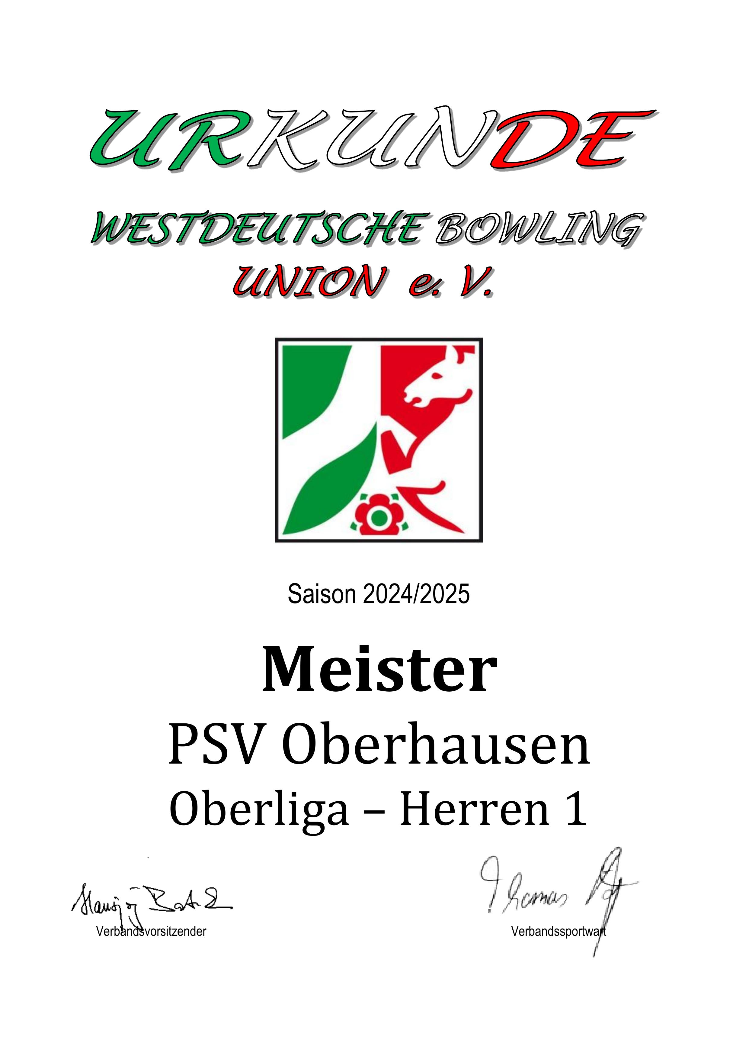 Meister Oberliga Gruppe 1 2024/2025
